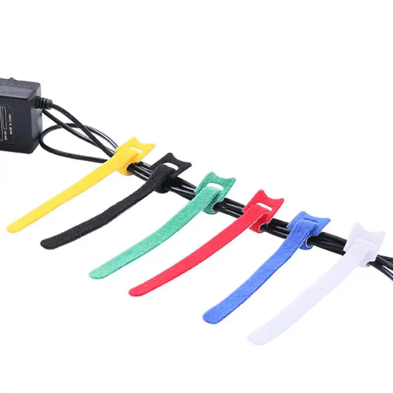 50Pcs Reusable Black Cable Cord Nylon Strap Hook Loop Ties Tidy Organiser Tool Office Home Universal Wire Integration Rope