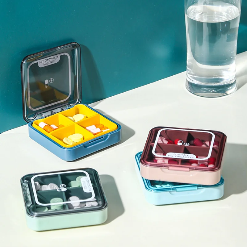 Квадратная портативная мини-коробка для лекарств и таблеток держатель
