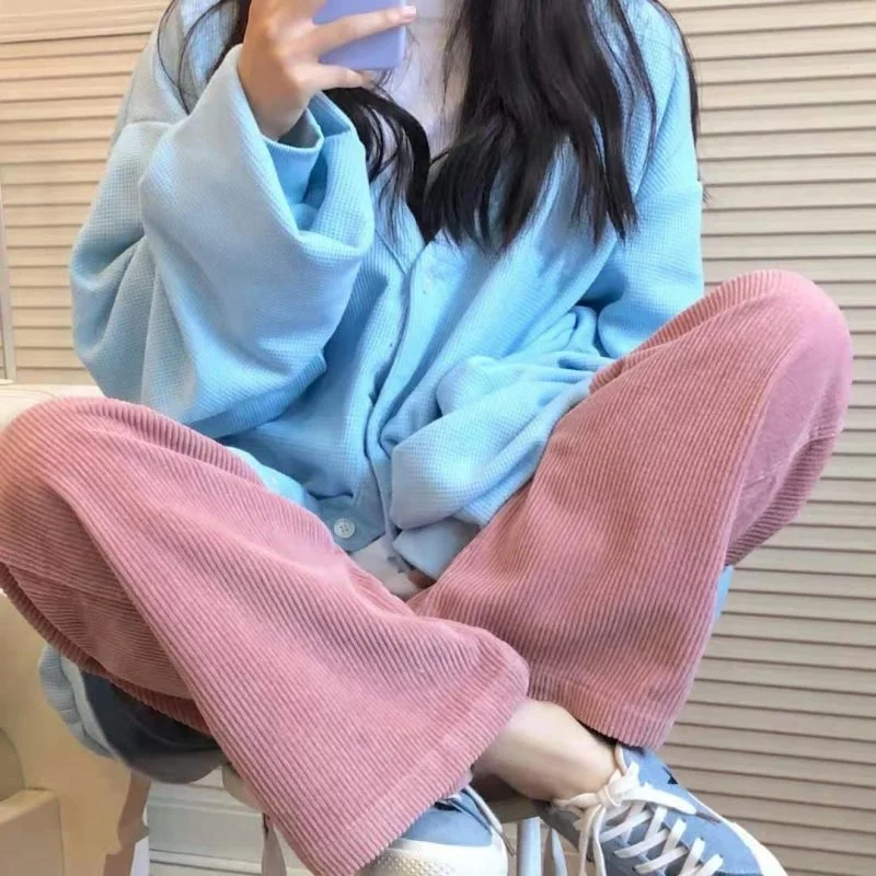 Женский повседневный уличный Топ Синий Свободный Тонкий для студентов