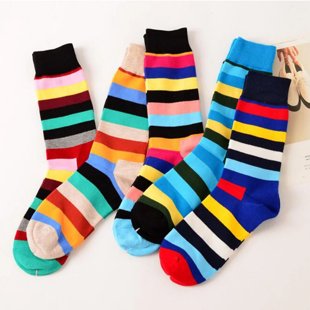 1 пара носков мужские Разноцветные полосатые винтажные этнические хлопковые