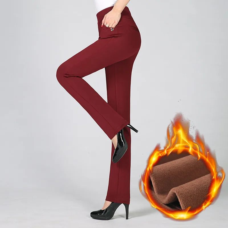 Женские зимние плотные теплые штаны среднего возраста матери женские эластичные