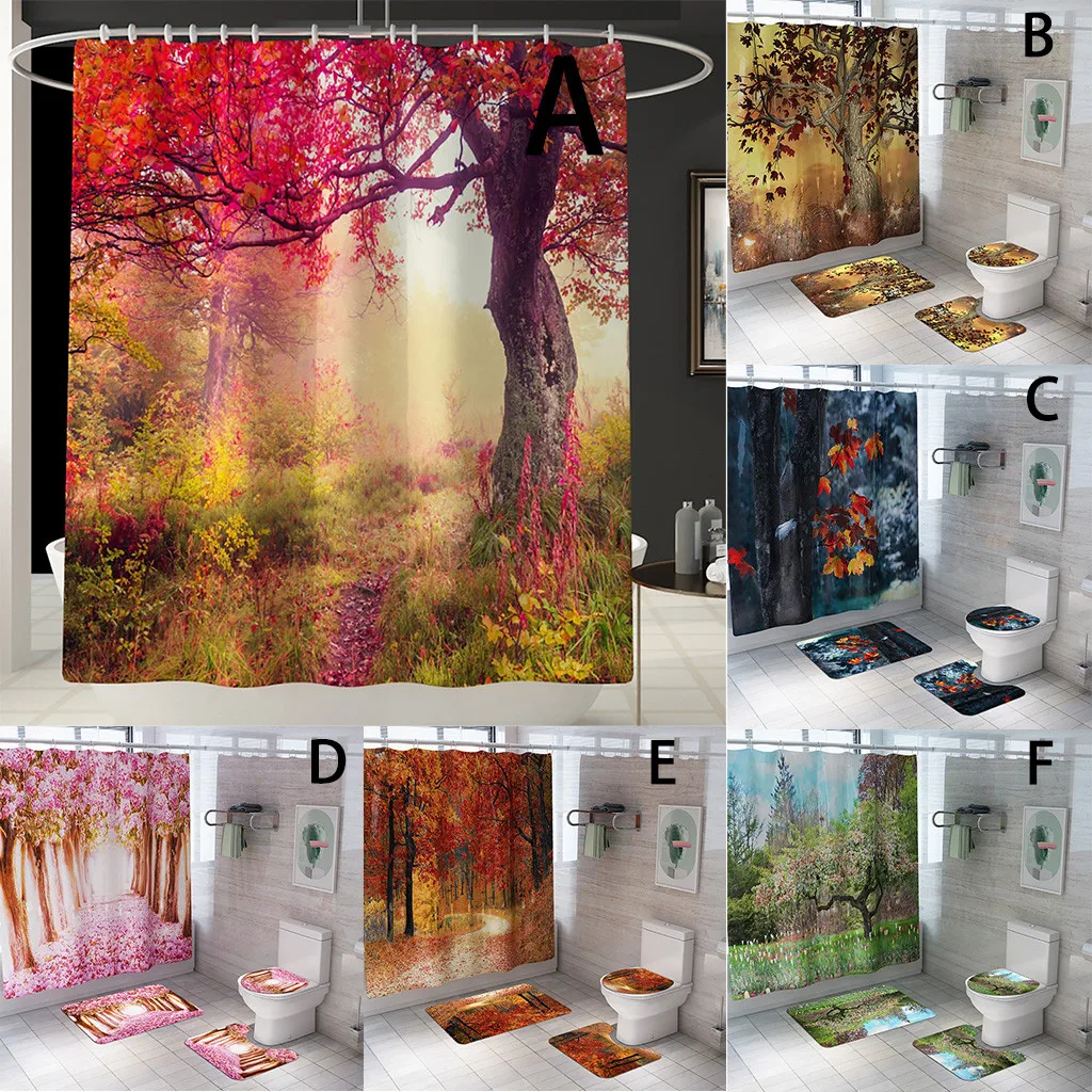 Ouneed 4 шт. лес с изображением новогодней елки и Ванная комната душа наборы