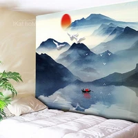 japanese style wall tapestry abstract moon sunset mountain forest hippie mandala tapestry landscape wall hanging carpet cloth