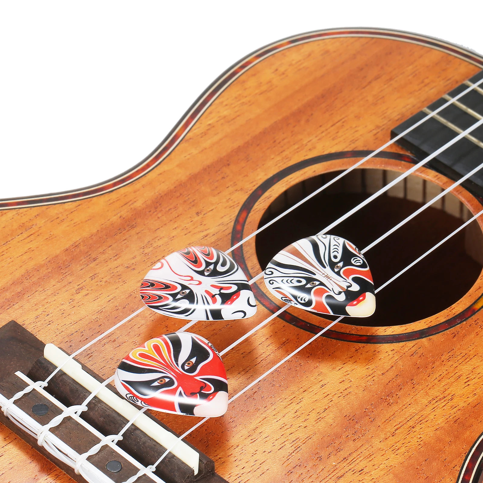 

3Pcs ABS Material Guitar Picks with Peking Opera Mask Pattern Ukulele Finger Picks Musical Instrument Accessory