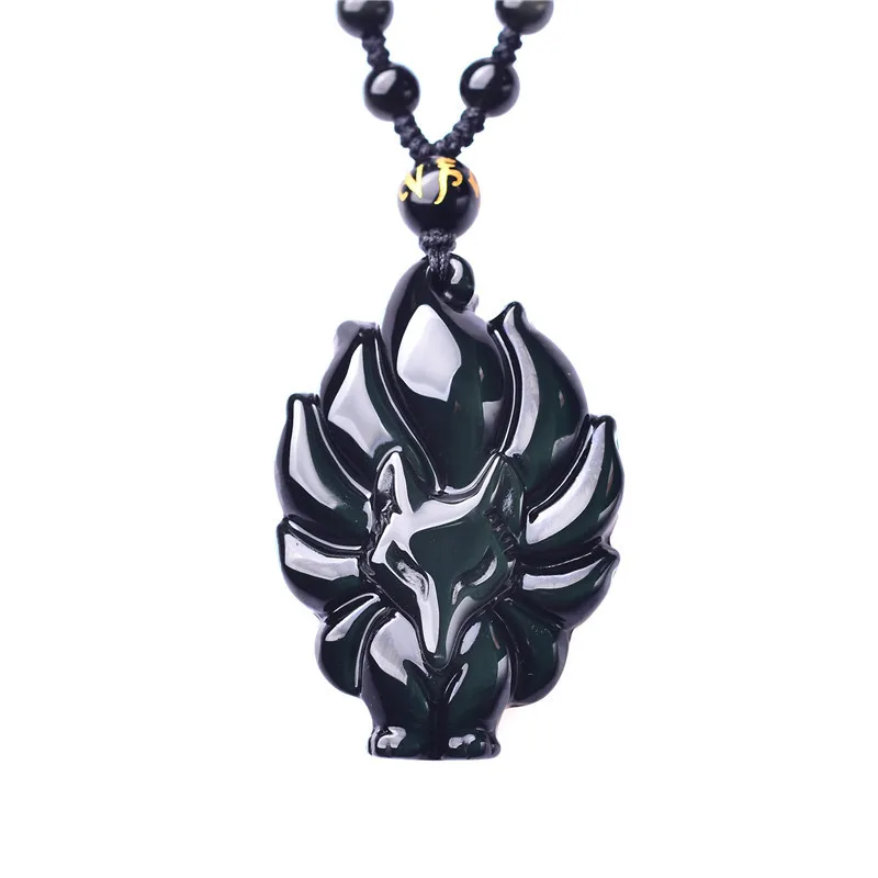 

Энергетический камень, натуральный красочный обсидиан, 9-хвостый кулон в виде лисы, ожерелье без энергии, камень для передачи, счастливый кр...