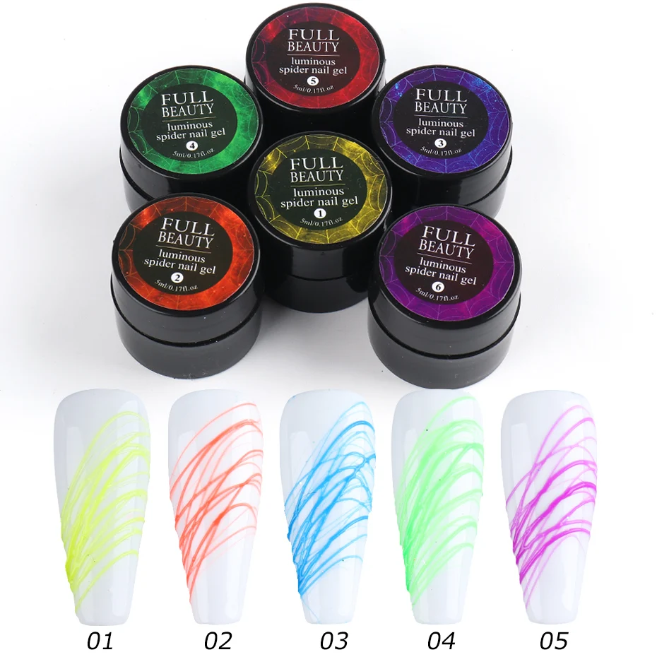 5ml Luminous Nail Spider Gel Glowing In the Dark Fluorescent Neon Drawing Web Wire Line Art UV Polish Manicure TR1840-1 | Красота и