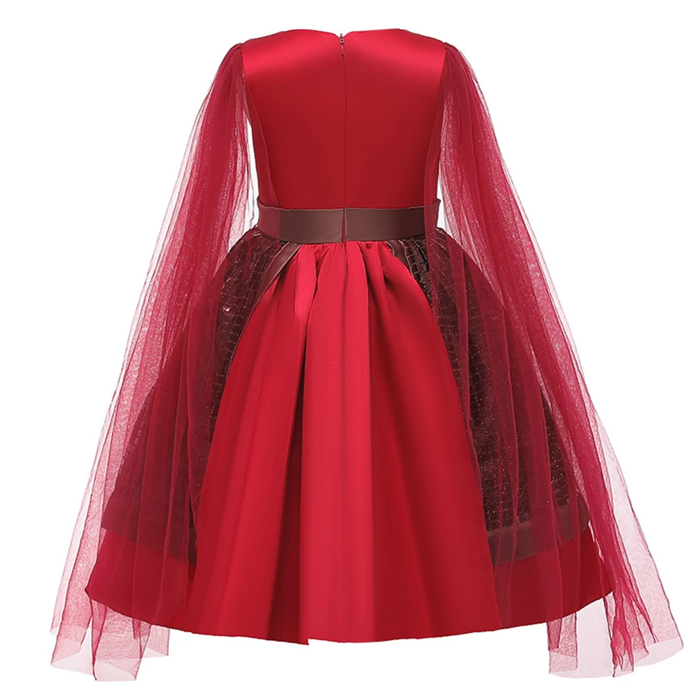 Костюм Мулан на Рождество Хэллоуин летнее фатиновое красное платье с рукавами