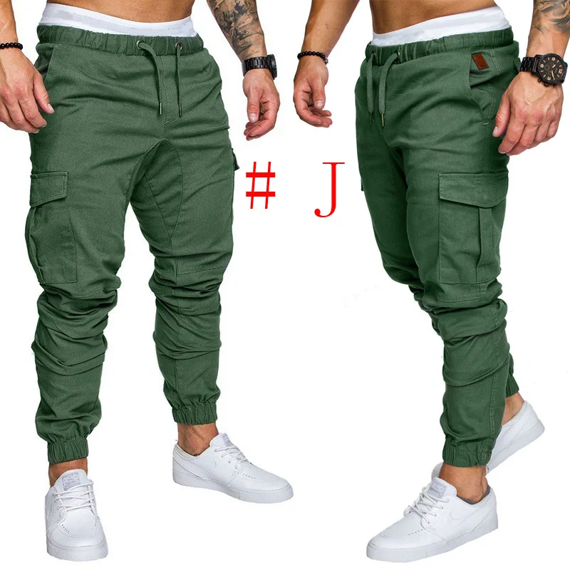 J Новые модные спортивные штаны, Мужские Jogger штаны похудания форма брюки повседневные брюки с эластичным поясом Мужские штаны длинные брюки - Цвет: J