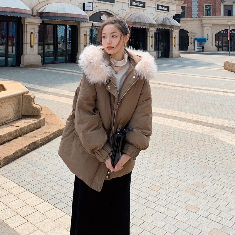 

Women Winter Wadded Jacket Hooded Coat Warm Drawstring Coat Parka Jacket Overcoat Female Pockets Top Coat