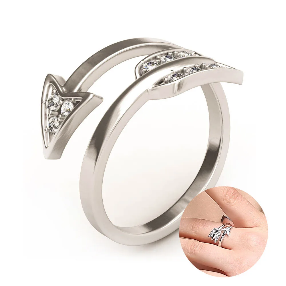 

New 2021 European and Korean style fashion ol open arrow alloy ring women's personality Cupid platinum couple ring