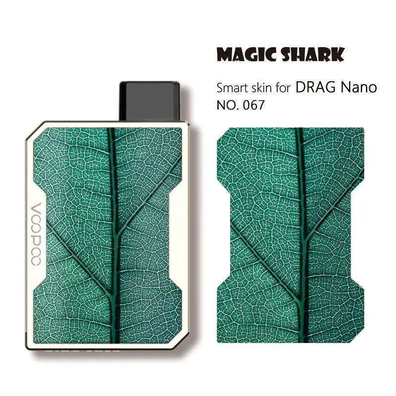 Магическая Акула мода мотоцикл армейский лист сотовый Череп ПВХ Vape Pod чехол наклейка кожи пленка для Voopoo Drag Nano - Цвет: 067