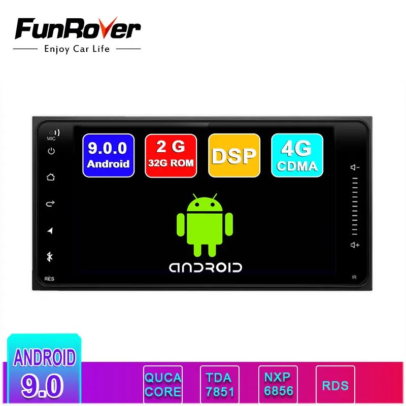 FUNROVER android 9,0 автомобильный проигрыватель с радио и GPS dvd для Toyota Terios Старый Corolla Camry Универсальный мультимедийный навигатор RDS DSP 2DIN