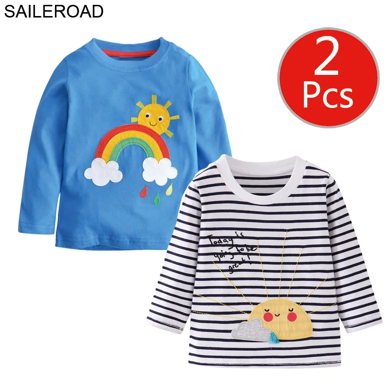 5303 5446 photo SAILEROAD 2 Шт. Мультфильм Динозавров Детские Футболки Хлопка Мальчик с Длинным Рукавом Одежда Осень для Детской Одежды Детей Топы Рубашка - Цвет: 5303 5446 photo
