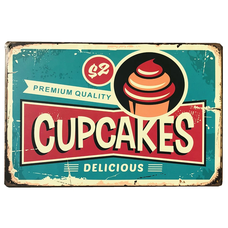 Винтажные металлические оловянные знаки пластина барбекю хот-дог капкейк