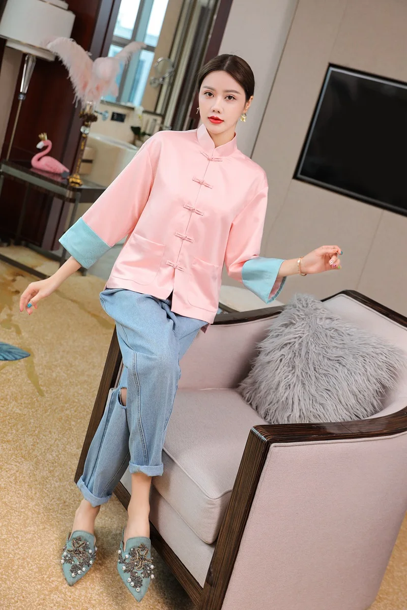 Китайская традиционная одежда Топ Рубашки Вышивка куртки для женщин|women cheongsam|coat