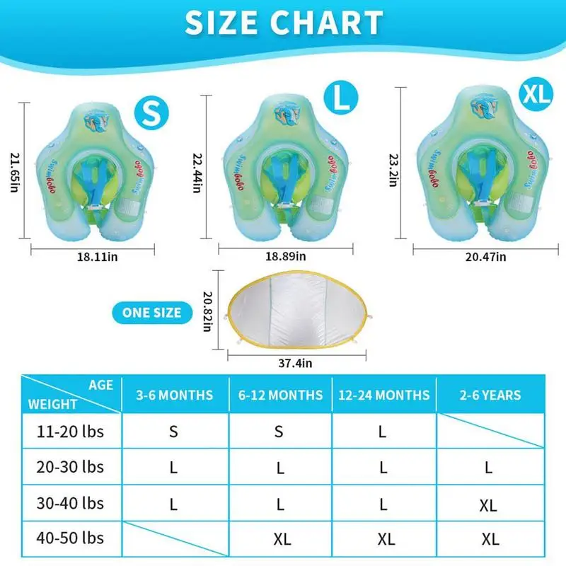 

Summer Inflatable Baby Swimming Float Sunshed Infants Swiming Ring with Canopy Circle for Kids Baby