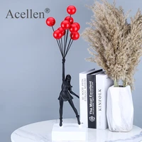 flying balloons girl art sculpture banksy balloon girl statues abstract modern resin craft home decor nordic home decoration gif