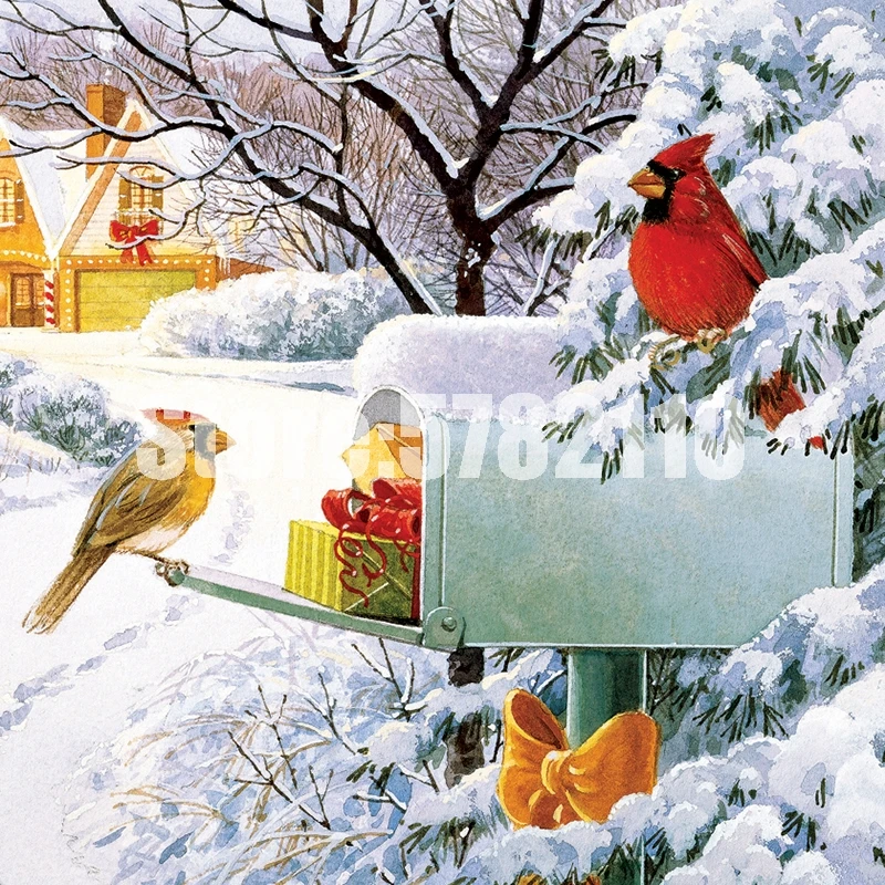 DIY алмазная живопись почтовый ящик сокровища птицы Зимний Рождественский