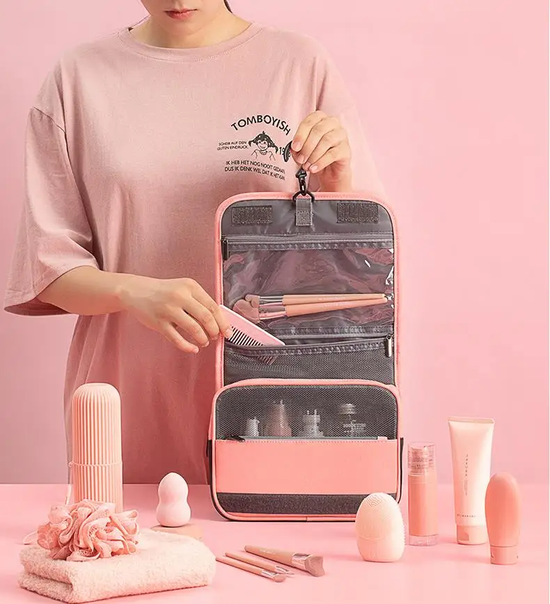 

High Quality Waterproof PU Makeup Bag Cosmetic Box Toiletry Bag Travel Organizer Cosmetics Bags Kuferek Na Kosmetyki Kosmetyczka