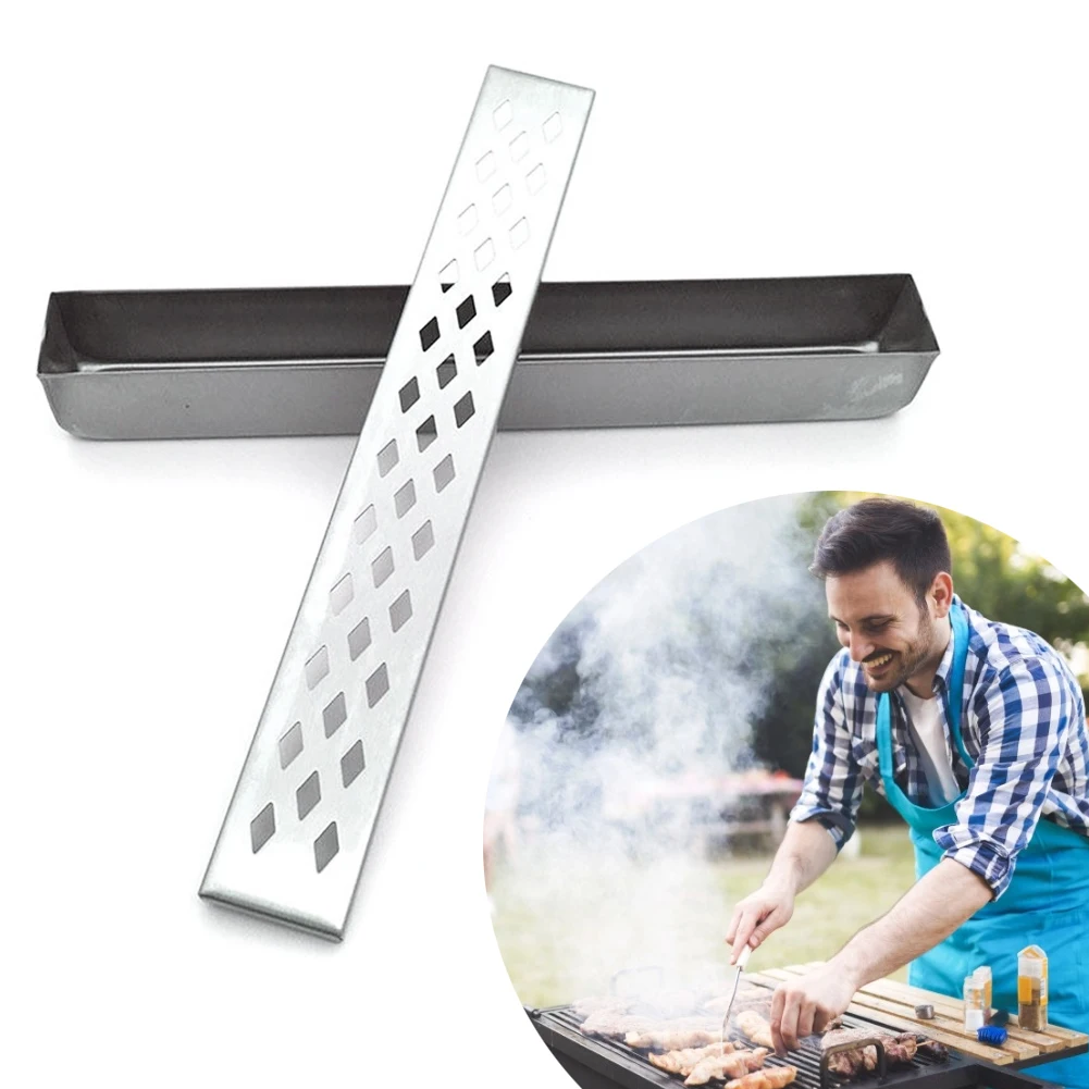 

Barbecue Box Metal Grill Meat Wood Chip Box Reusable Grilling Accessories For BBQ Metal Barbecue Box Grilling Accessories