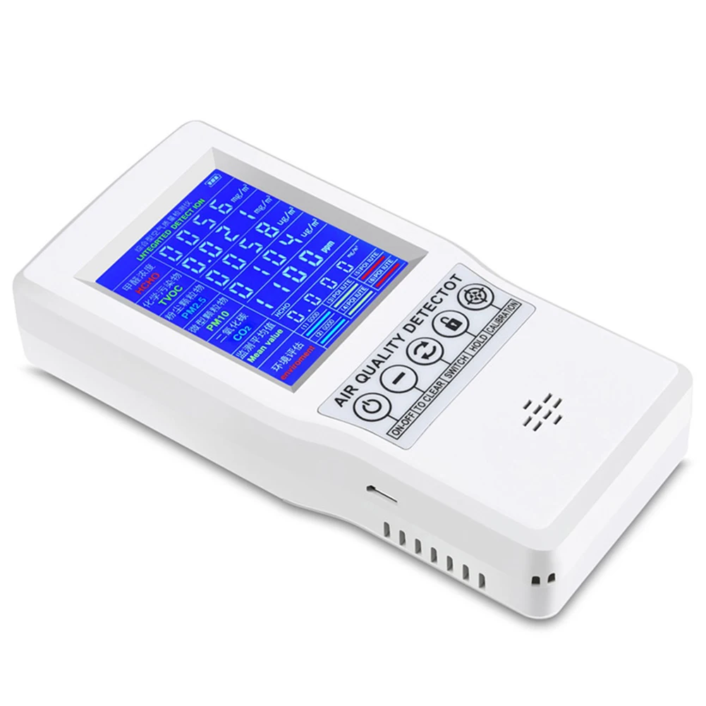 

USB Port Measuring Tool LCD Display Rechargeable Air Quality Monitor Home Office Professional PM2.5 PM10 CO2 AQI Detector