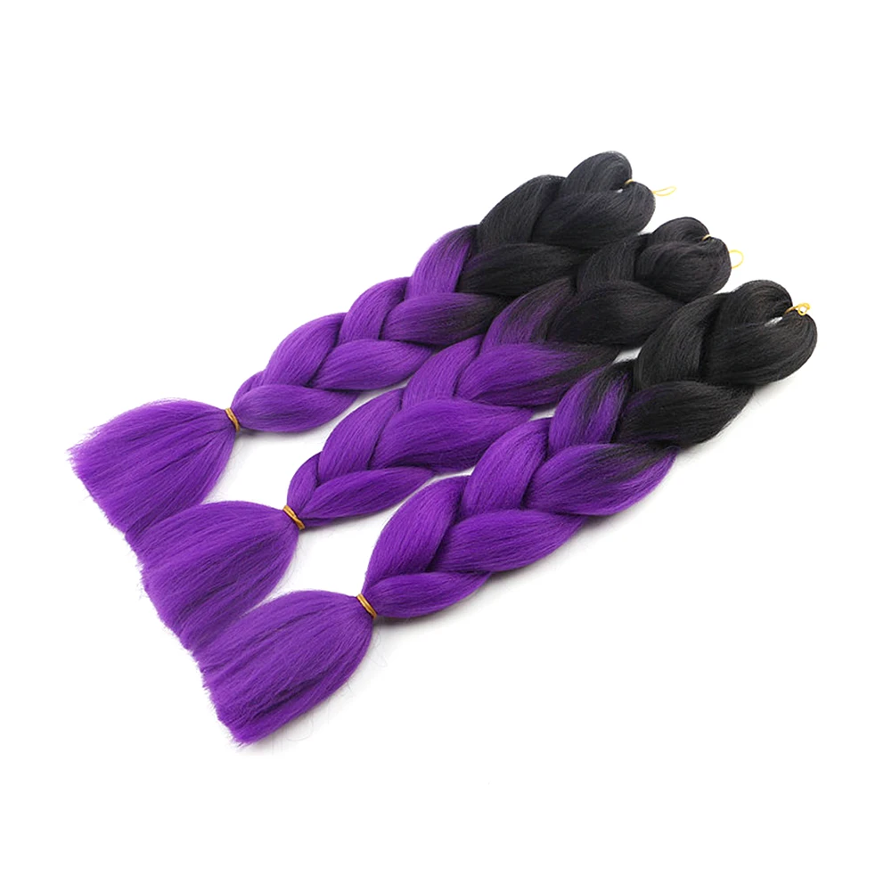 2022 New 100g Braiding Synthetic Jumbo Box Braids Black Gray Purple Blue Green Blonde Brown Crochet Hair Extensions |