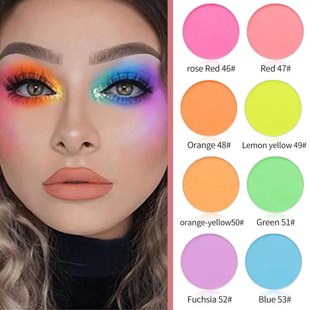 Неоновая пудра с пигментами 8 шт. палитра теней для век яркие тени флуоресцентная