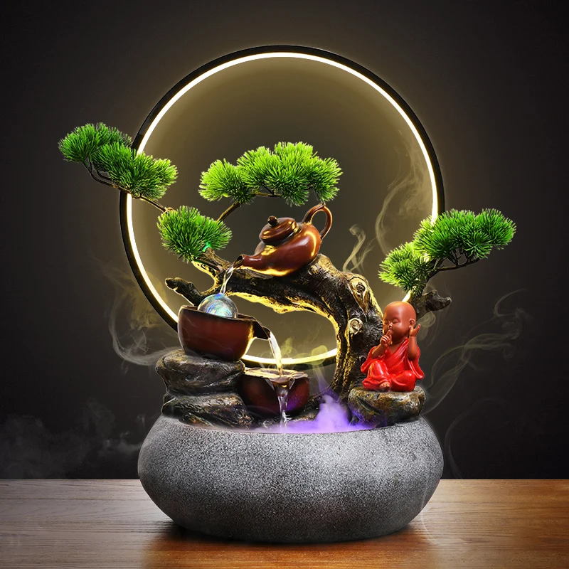 

TT New Chinese Style Make a Fortune as Endless as Flowing Water Fountain New Home Decoration Housewarming Gift Humidifier Living