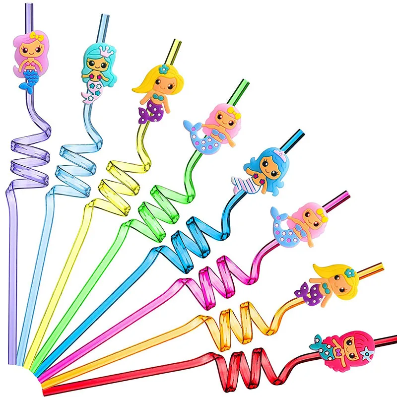 8 шт. многоразовые питьевые соломинки русалки пластиковые Русалка рыбий хвост