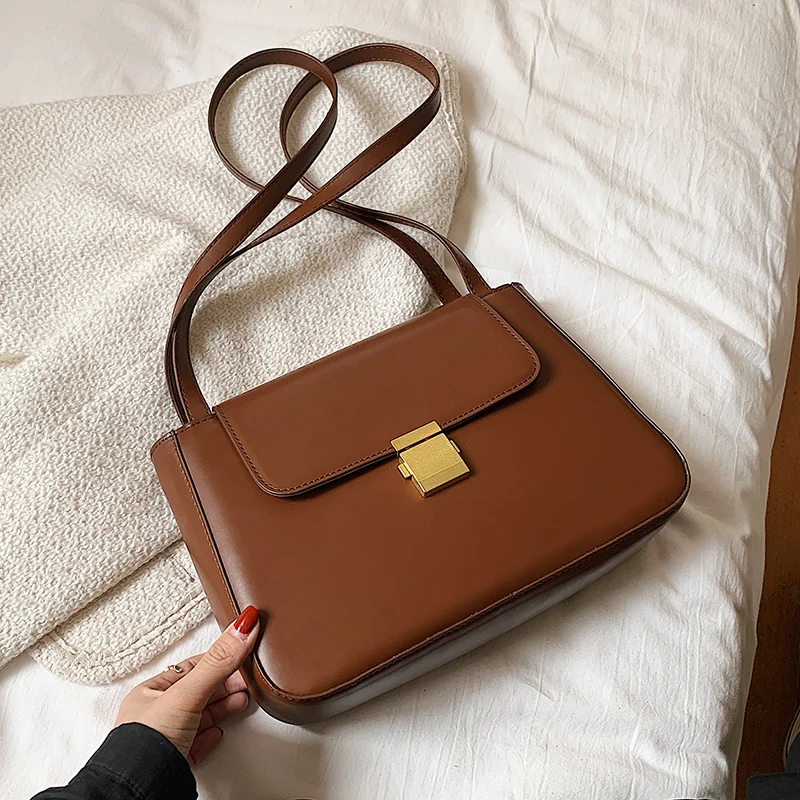 

Small Simple Style PU Leather Underarm Bags for Women 2022 Winter Designer Lady Fashion Party Evening Clutch Purses Shoulder Bag