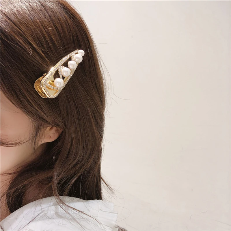 

New fashion sweet girl hairpin pearl like elegant hairpin women's simple metal hairpin hairpin lovely headgear accessories
