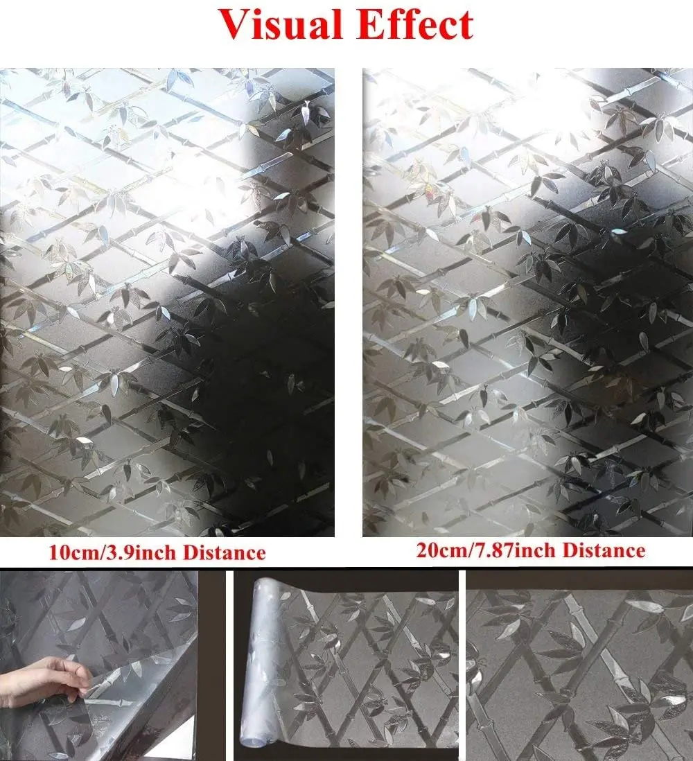 

LUCKYYJ Privacy Window Film Frosted Self-adhesive Film Decorative Window Cling Anti-UV Glass Stickers Non-Adhesive Bamboo Films
