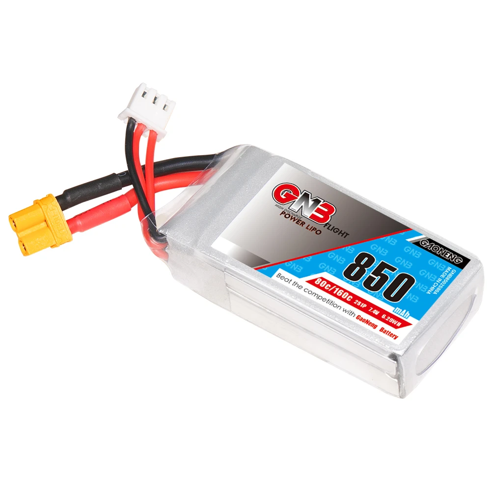 2PCS GaoNeng 850mAh 2S 7.4V 80C Lipo Battery With XT30 Plug For FPV Racing Drone RC Quadcopter Helicopter Toy Parts | Игрушки и хобби