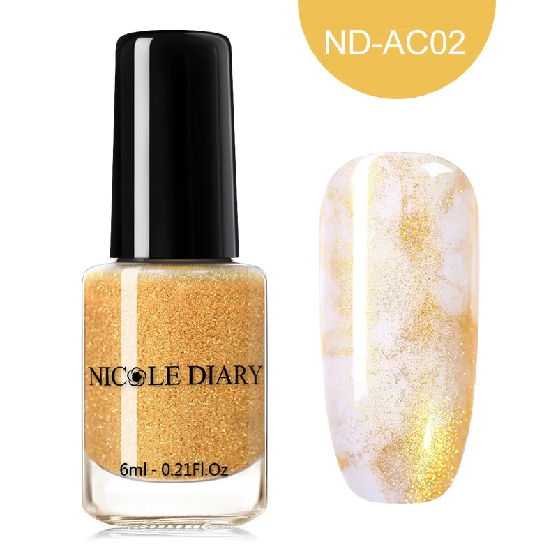 ND-AC02 Nicole Diary 15 мл цветок блеск лак для ногтей набор сверкающих акварельных чернил дым мраморный эффект лак Декоративный Лак для ногтей 6 мл комплект - Цвет: ND-AC02