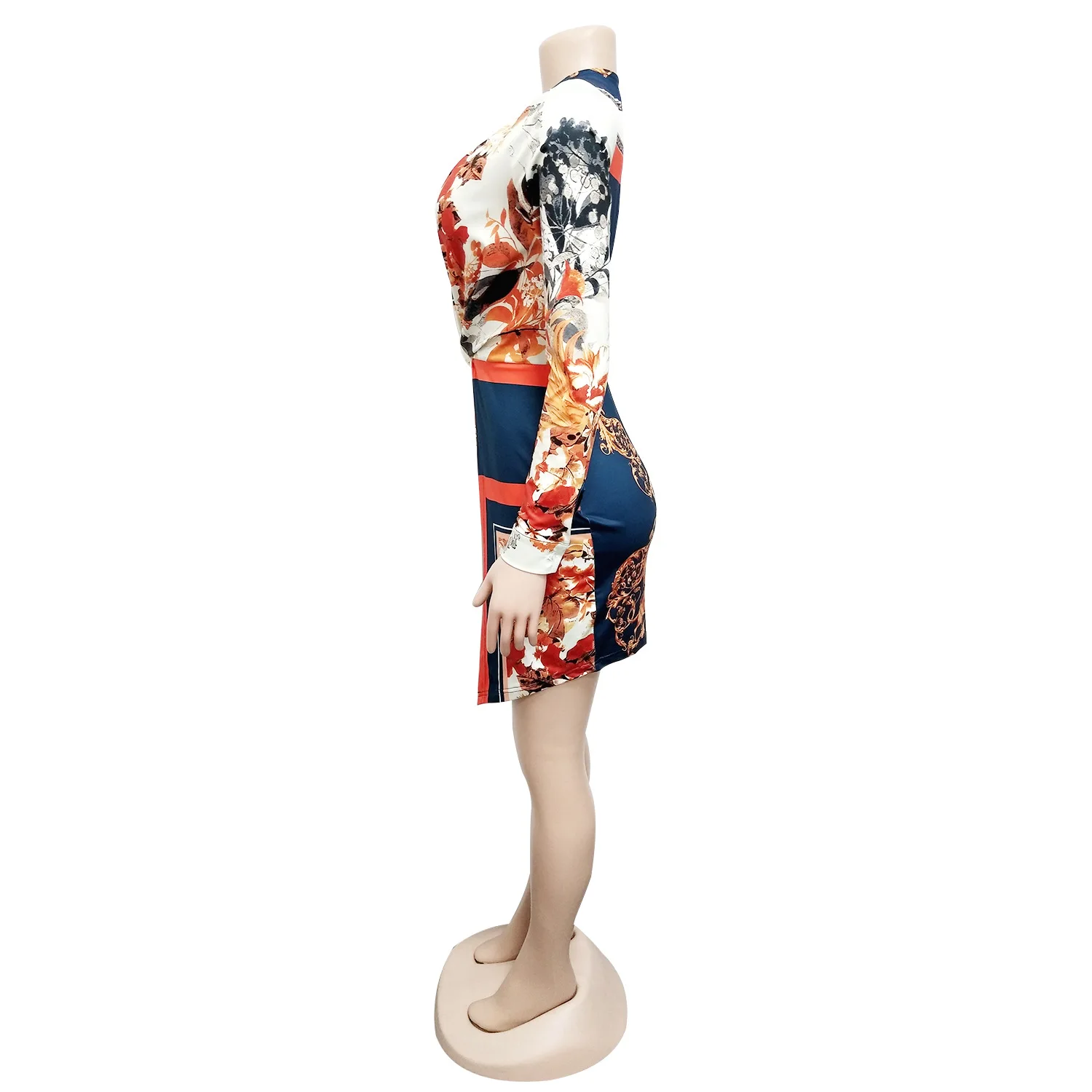 Women's Deep V Neck Printed Flower Dress Boho Tunic Irregular Split Vestidos de Fiesta Party Front Open Button | Женская одежда