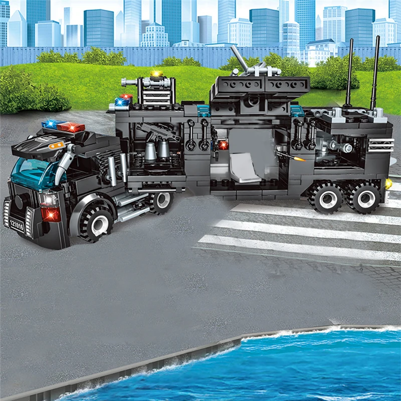 2021 715 шт. строительные блоки серия городская полиция игрушки корабль самолета для