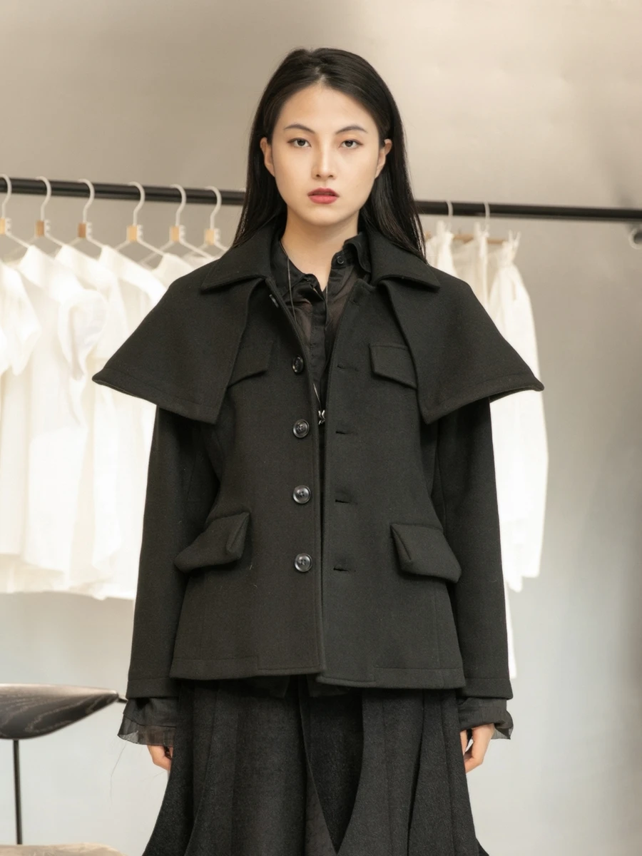 Новинка зимы 2021 модная Толстая Женская шерстяная куртка Cakucool в темном стиле с