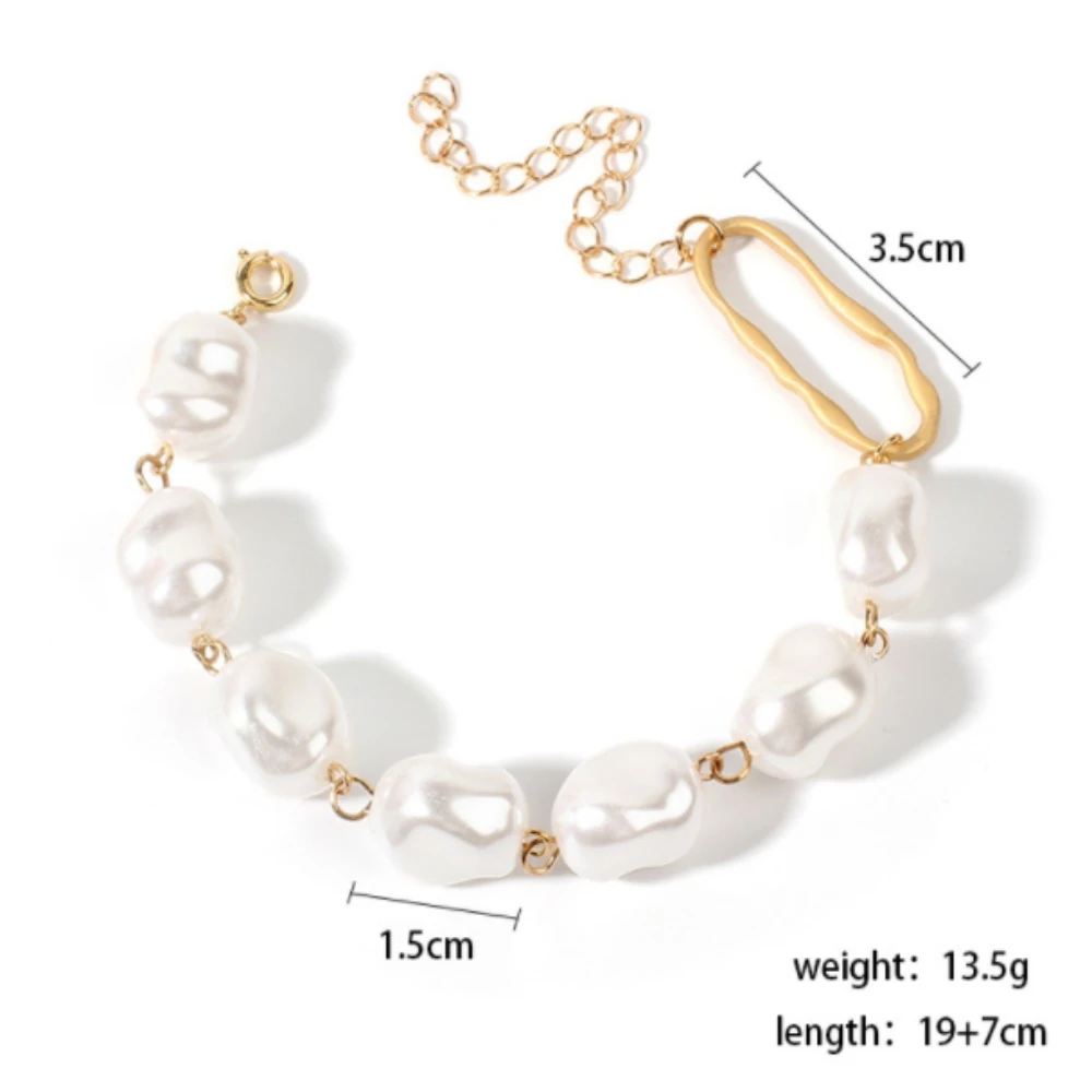 Baroque Irregular Simulated Pearls Gold Color Bracelets for Women Girls Summer Party Wedding Bangles Women's jewelry Gifts | Украшения