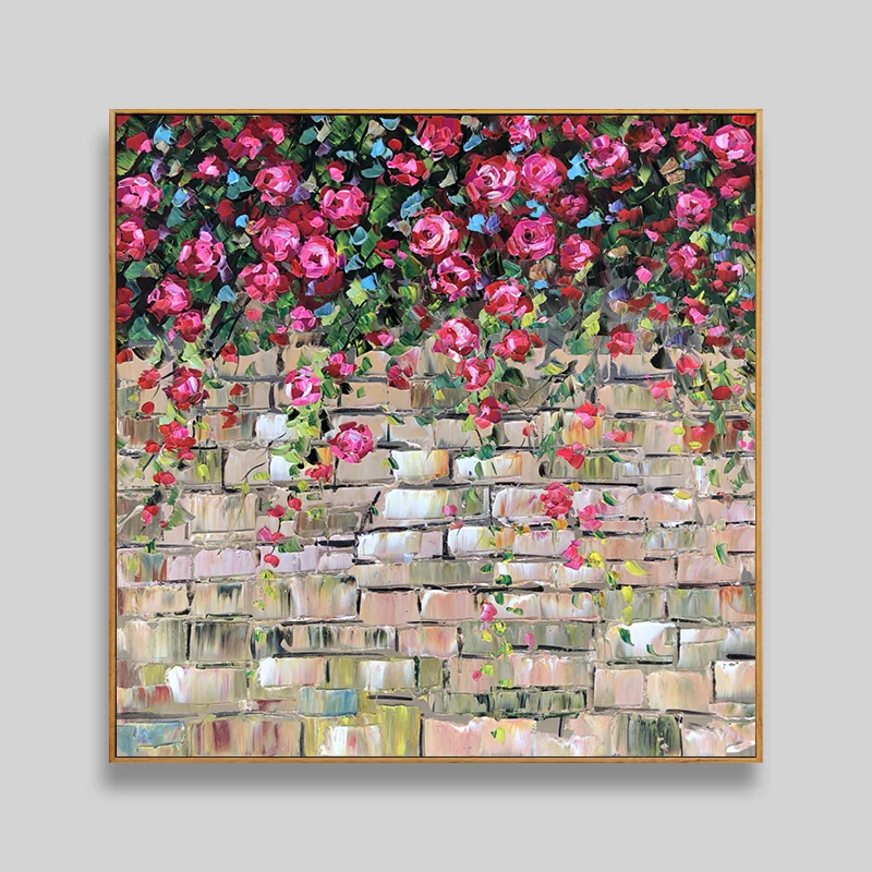 

100% Handpainted Abstract Flowers Rose Oil Paint On Canvas Art Oil Painting Gift Home Decor Living Room Wall Adornment Picture