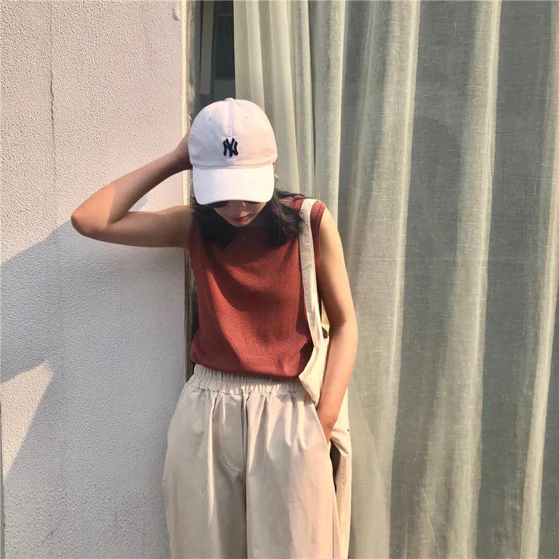 

Knitted Vest Women's Outer Wear 2021 Summer New Korean Chic Versatile Slimming White Liner Sleeveless Top Fashion