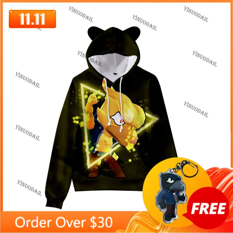 

Cartoon Star Mecha Crow Shooter Shark Cute Cat Ear Kids Hoodie Boys Girls Jacket Tops Shoot Shooting Game 3D Sweatshirt