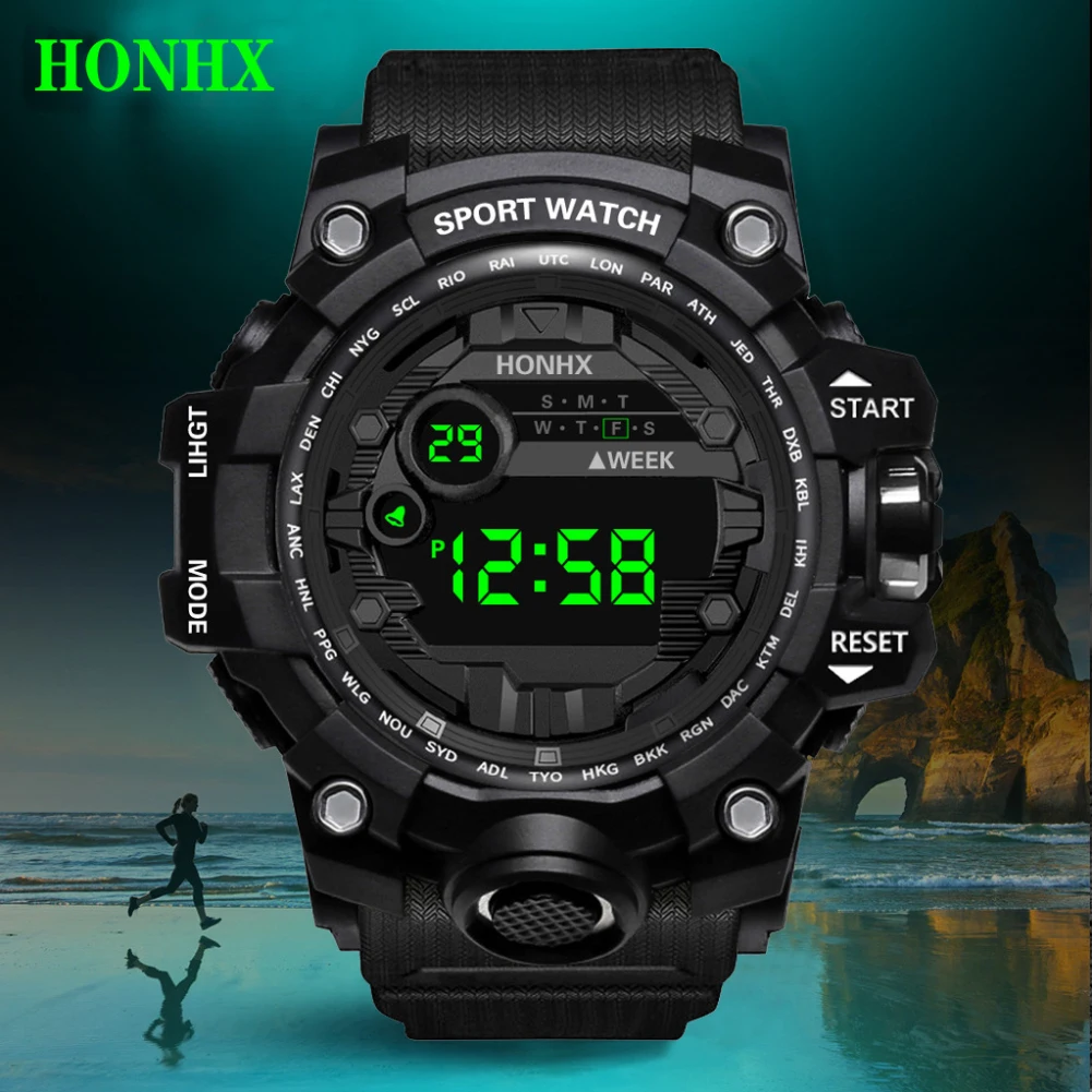 

2021 New Outdoor Electronic Sport Watch Quartz Watch For Men H LED Quartz Clock Sport Watch Male Big Watches.