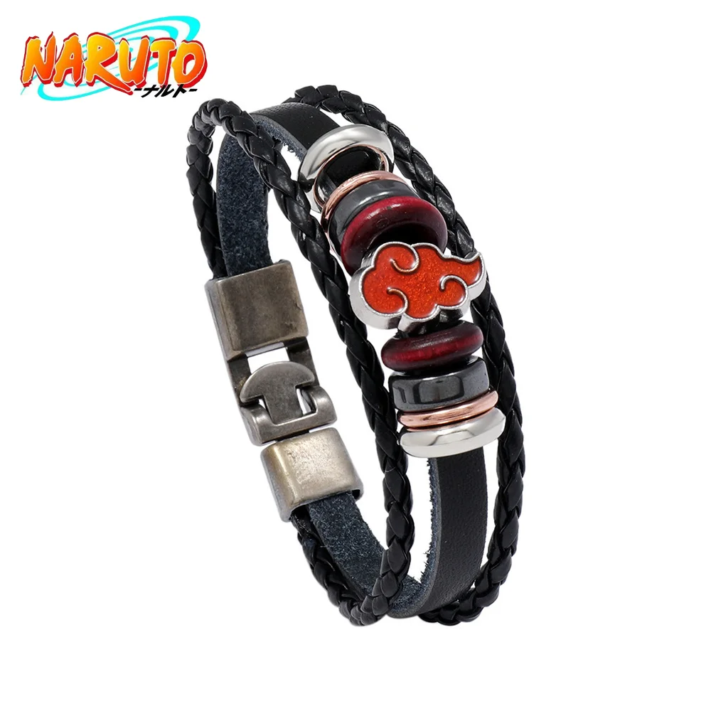 Аниме Наруто браслеты классический кожаный металлический Шарм браслет с