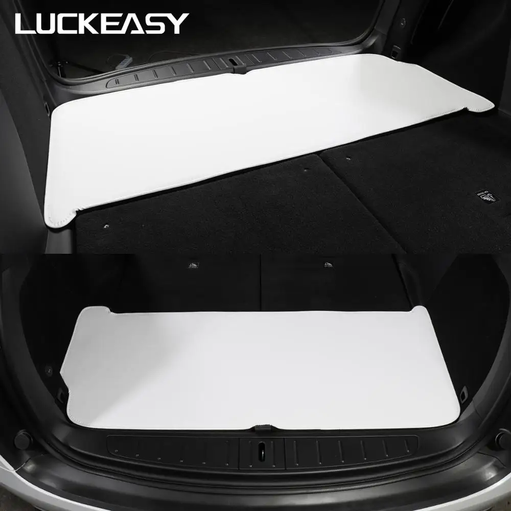 LUCKEASY Microfiber leather trunk mat for Tesla Model X(6/7 seat）2017-2022 Cargo Liner Rear Protector Complete Custom Fit（White） |