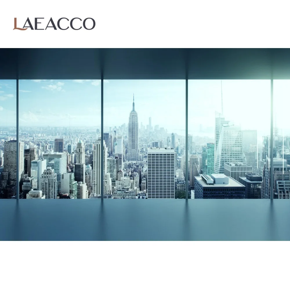 Laeacco современный городской здания Viewroom остекленной двери занавески домашний