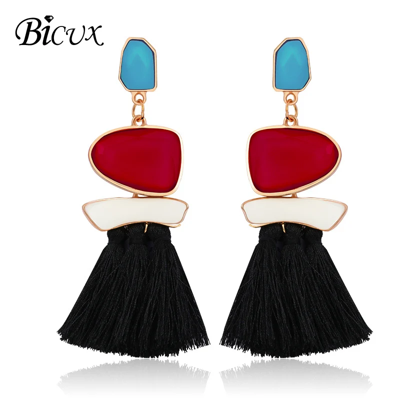 Женские длинные серьги-кисточки в богемном стиле BICUX винтажные геометрические