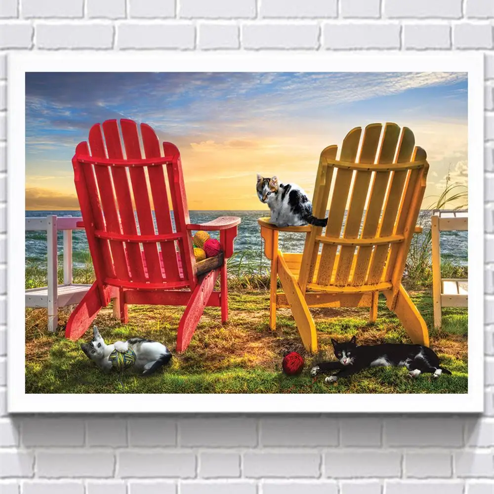 Полностью круглая алмазная живопись морской берег 5D вышивка мозаика пейзаж