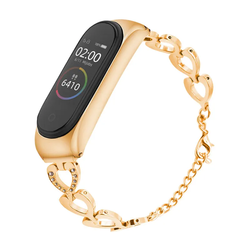 Алмазный браслет для спортивной камеры Xiao Mi Band 3 и 4 Нержавеющая сталь браслет Xiaomi Xaiomi Xiami Xaomi Xaiomy ремень