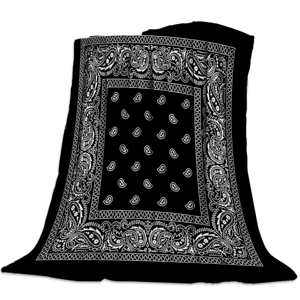 

Bandana Pattern Silk Scarf Square Handkerchief Printed Soft Fleece Blankets Warm Sofa Bed Sheets