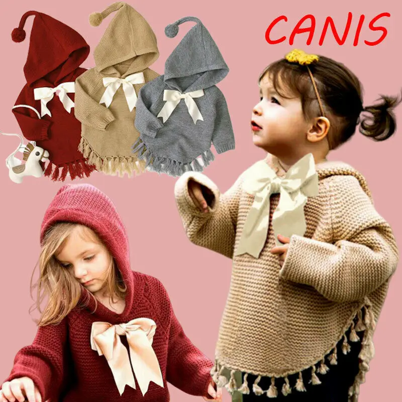 Вязаное пальто с бахромой для маленьких девочек куртка верхняя одежда накидка